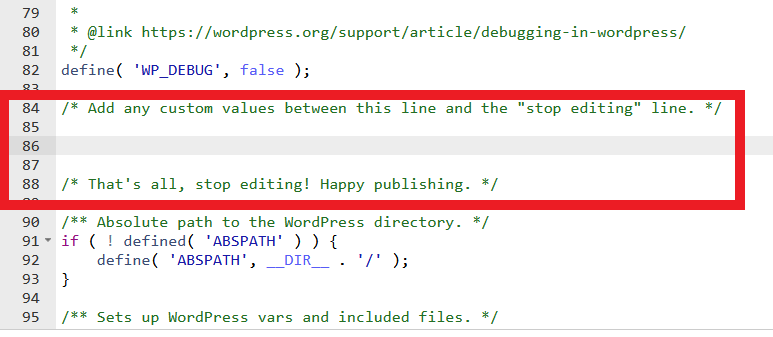 Wp-configCustomCodeSection.png